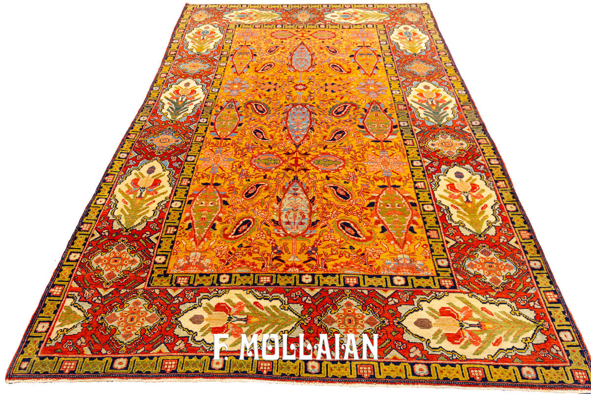 Antique Senneh Rug Saffron Yellow n°:38778220